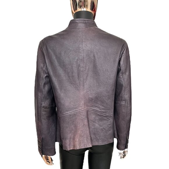 J. Jill Leather Jacket Purplish Gray Vintage Fade Moto Blazer MP (Fits Regular) - Picture 3 of 12